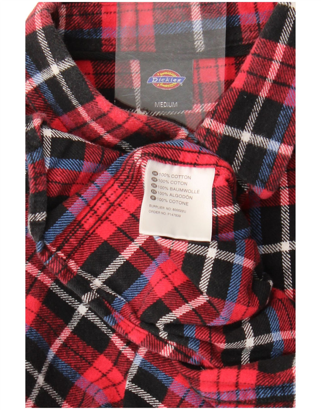 Cămașă de flanel pentru bărbați DICKIES, bumbac cu carouri roșii medii