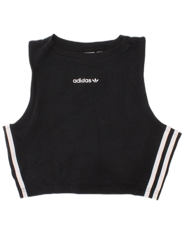 Vest Crop Top pentru femei Adidas UK 10 Small Black Bumbac