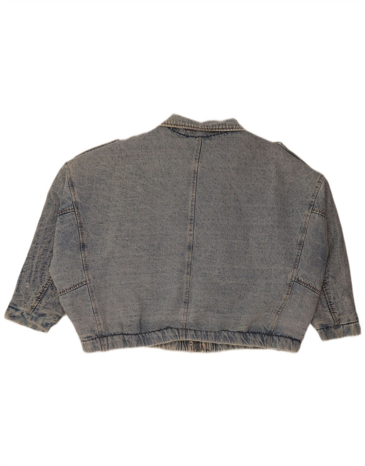 COLECȚIE NOUĂ Jachetă de denim supradimensionată pentru femei cu mâneci 3/4 UK 10 Small Blue