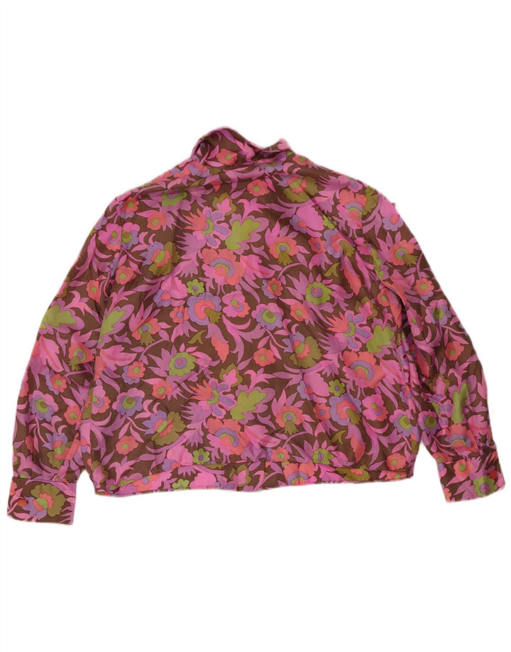 Bluză vintage pentru femei, cămașă crop UK 14 Medium Multicolor Floral