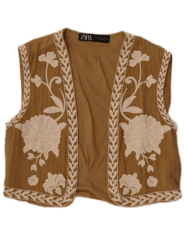 Vestă pentru femei Zara UK 12 Medium Bej Floral
