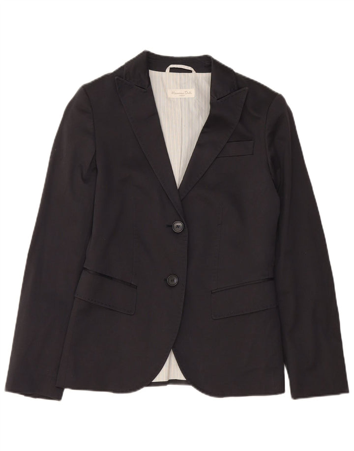 MASSIMO DUTTI Womens 2 Button Blazer Jacket EU 36 XS Navy Blue Cotton