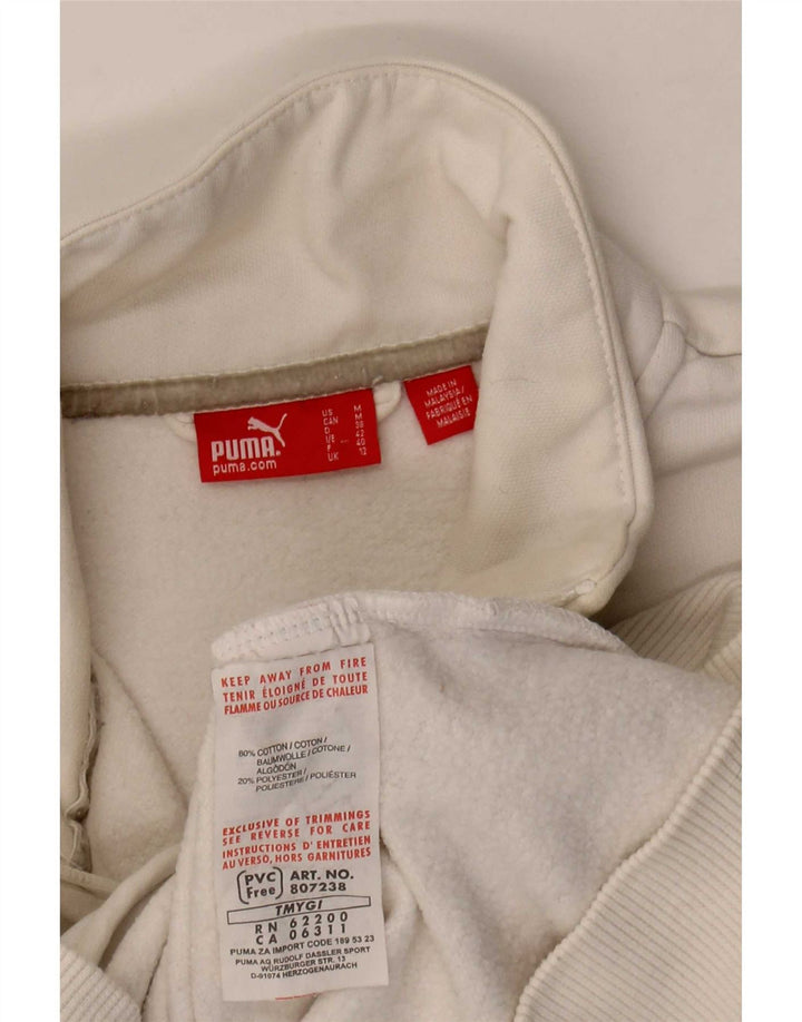 Jachetă de top pentru trening Puma pentru femei, UK 12, bumbac alb mediu