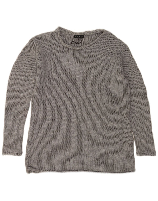 Zara Womens Oversized Boat Neck Jumper Sweater UK 10 Small Grey Acrylic