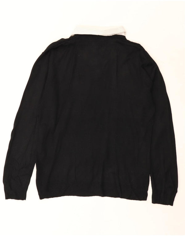 Pierre Cardin Pulover cu gât polo pentru bărbați, mediu acrilic negru