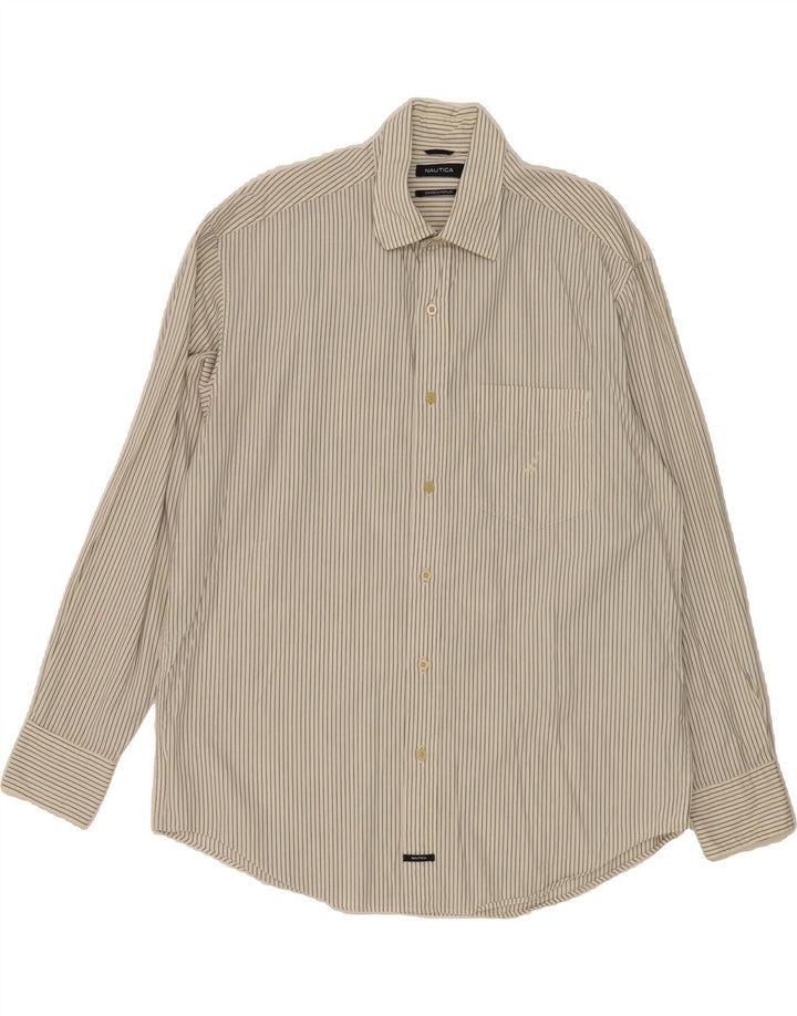 NAUTICA Mens Shirt Large Beige Striped Cotton Vintage Nautica and Second-Hand Nautica from Messina Hembry 