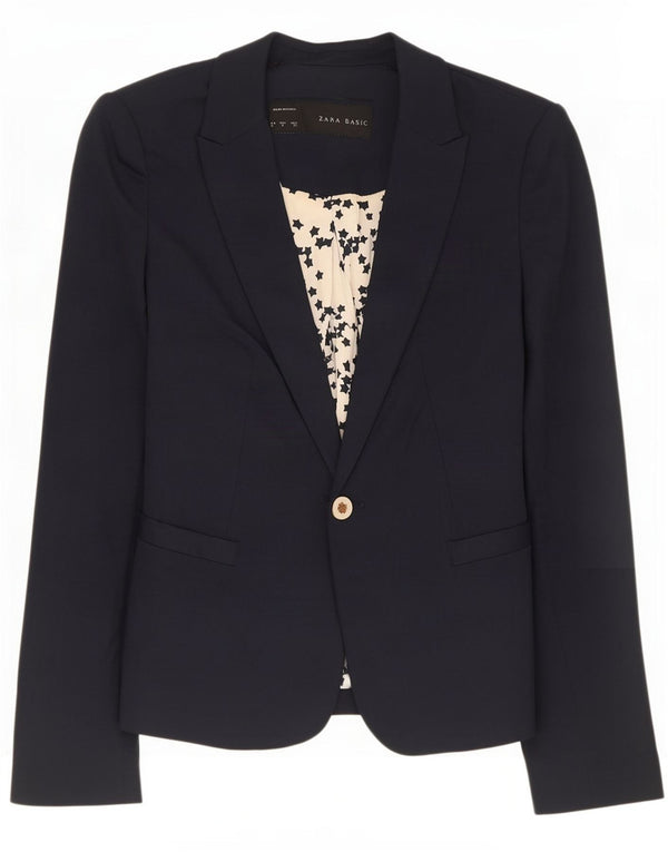 Sacou blazer pentru femei Zara, cu 1 nasture, UK 10 Mic, bleumarin