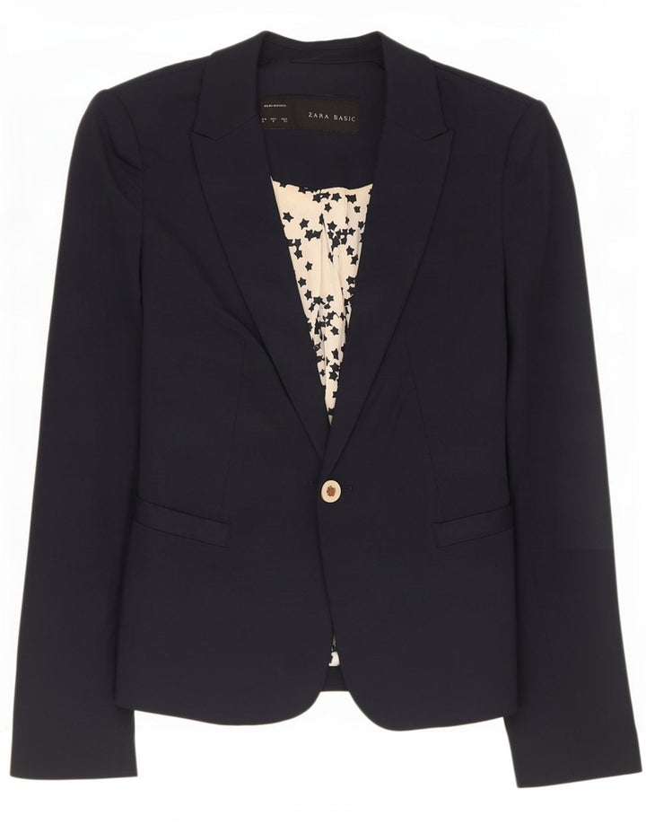 Sacou blazer pentru femei Zara, cu 1 nasture, UK 10 Mic, bleumarin
