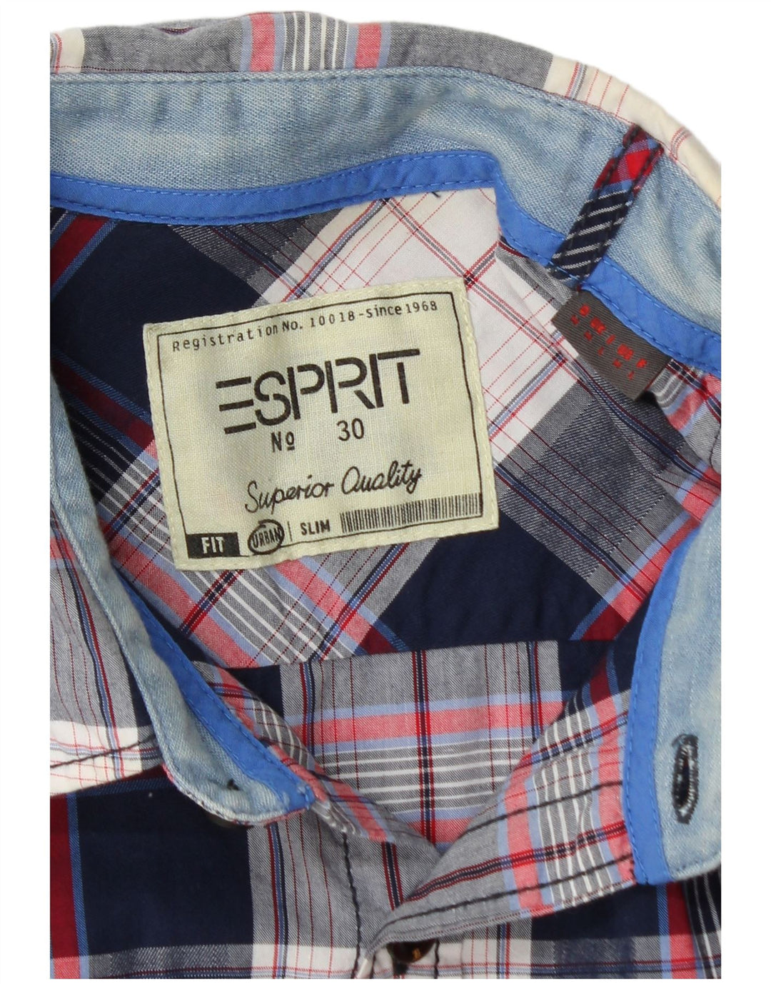 Cămașă Esprit Slim Fit pentru bărbați, bumbac cu carouri, albastru marin mediu
