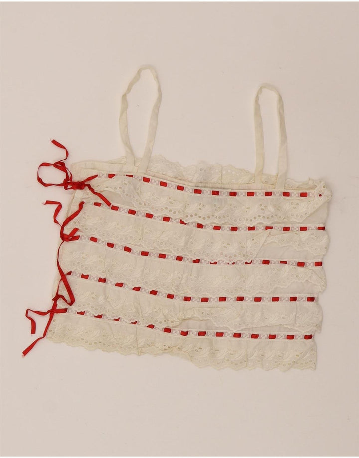 Lorena'O Crop Cami Top pentru femei IT 40 Bumbac cu dungi albe mici