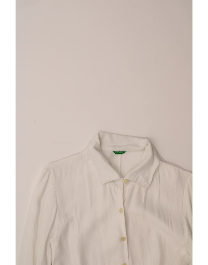 Bluză cămașă pentru femei BENETTON UK 12 Medium White Viscose