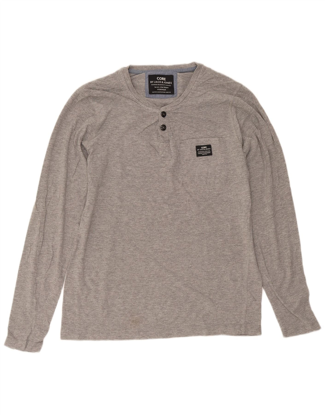 Jack & Jones Top pentru bărbați cu mânecă lungă mare, gri, bumbac cu pete