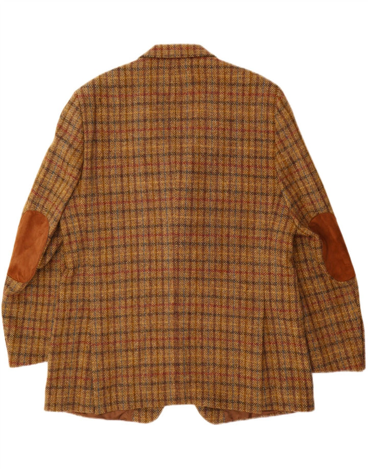Jachetă pentru bărbați Harris Tweed cu 3 nasturi, UK 40, maro, carouri mari