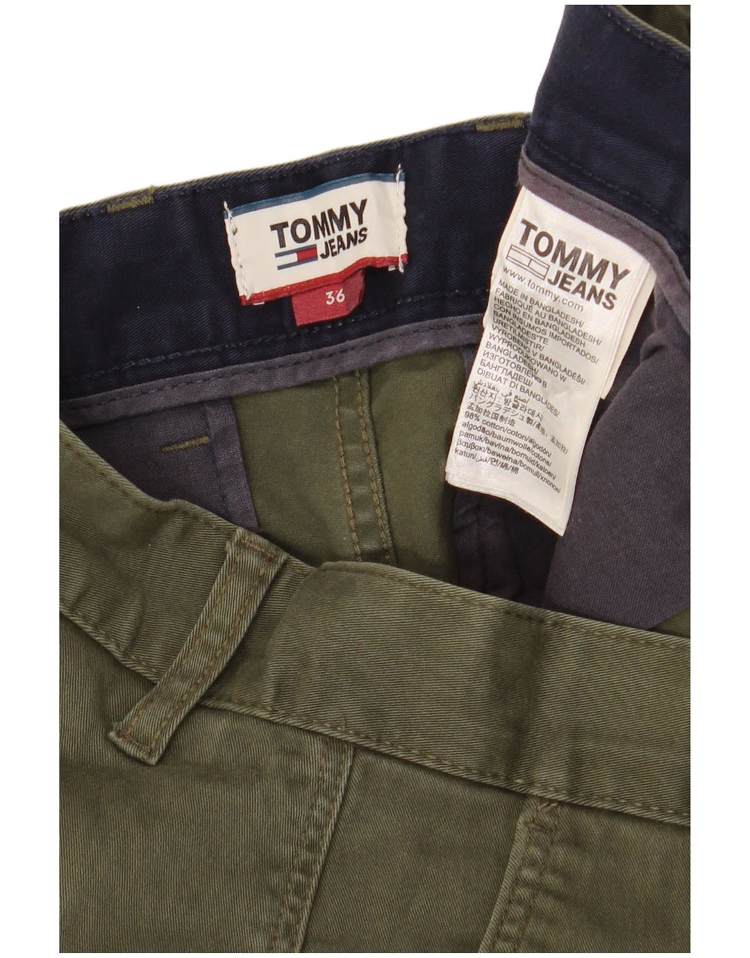 Pantaloni scurți chino Tommy Hilfiger pentru bărbați W36, bumbac mare kaki