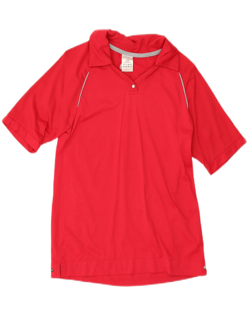 ADIDAS Womens Climalite Polo Shirt UK 12 Medium Red Polyester Vintage Adidas and Second-Hand Adidas from Messina Hembry 
