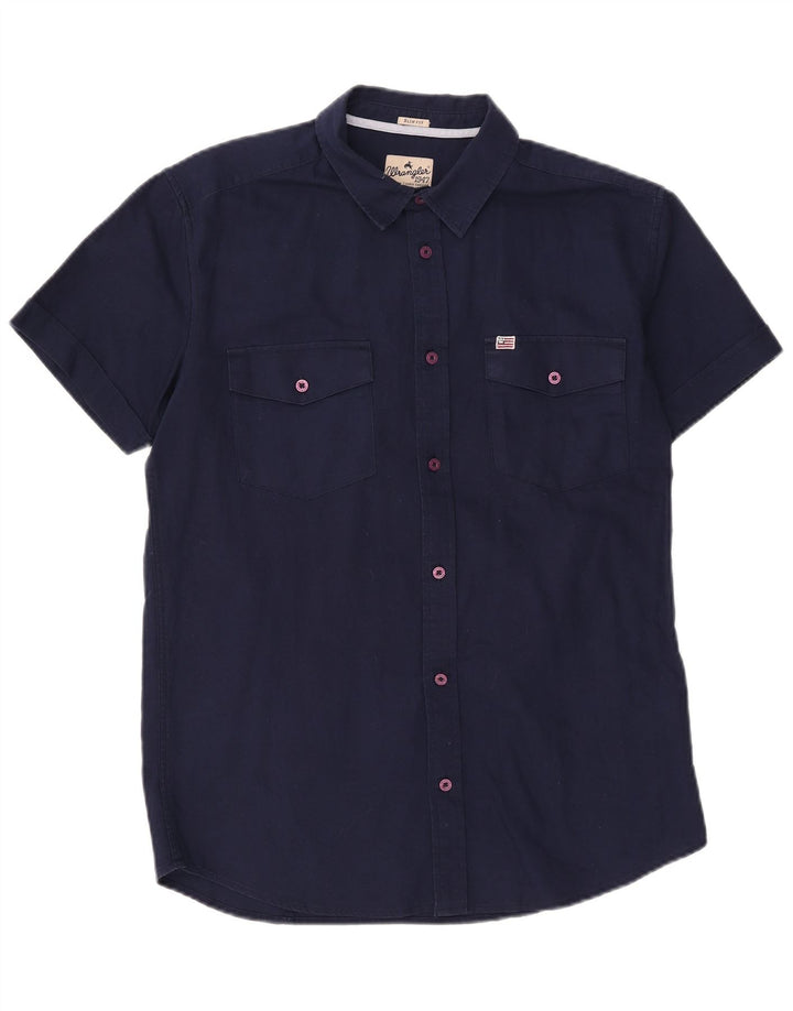 Cămașă pentru bărbați Wrangler Slim Fit, mare, albastru bleumarin, bumbac