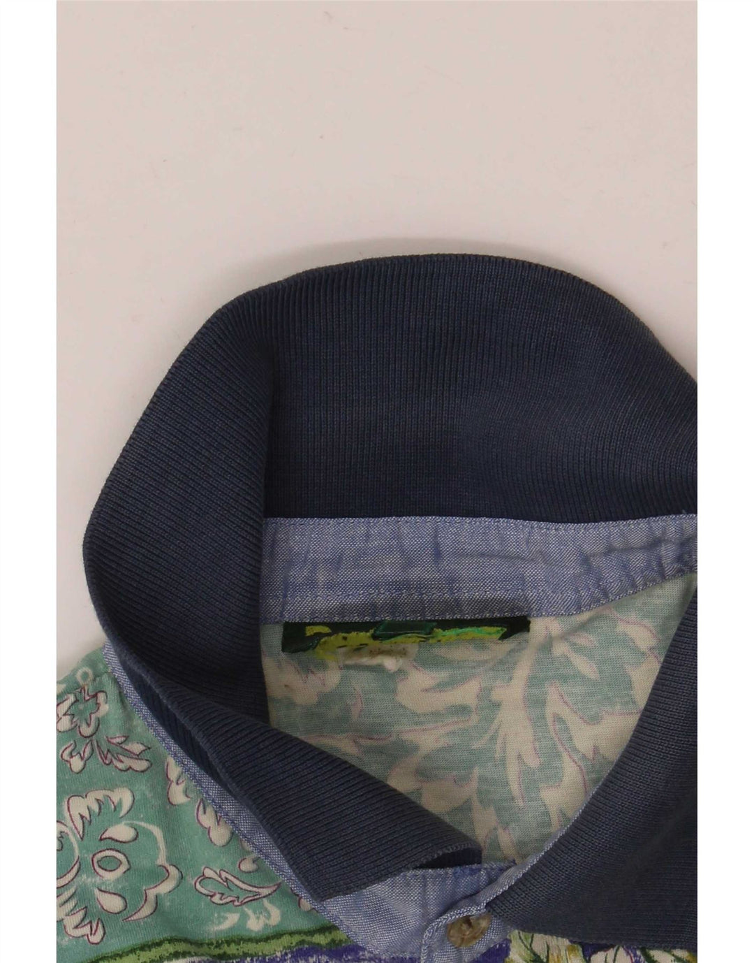 Tricou polo vintage pentru bărbați, bumbac floral verde mediu