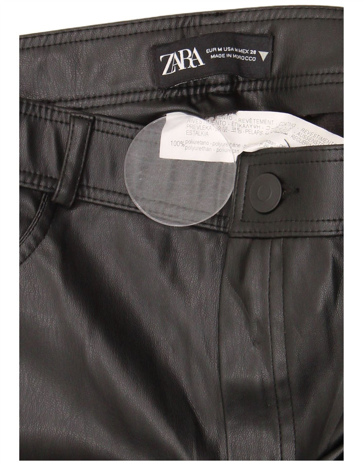 Pantaloni subțiri din piele artificială pentru femei Zara Mediu L28 L28 Poliuretan negru