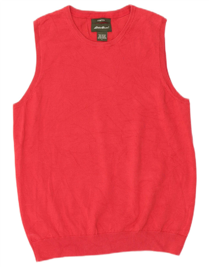 Eddie Bauer Femei Vest Tank Top UK 14 Mare Bumbac Roșu
