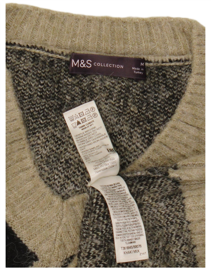 Pulover cu decolteu în V pentru femei Marks & Spencer, UK 14 Medium Khaki