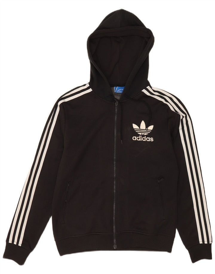 Pulover Adidas pentru bărbați, cu fermoar, poliester mic, negru