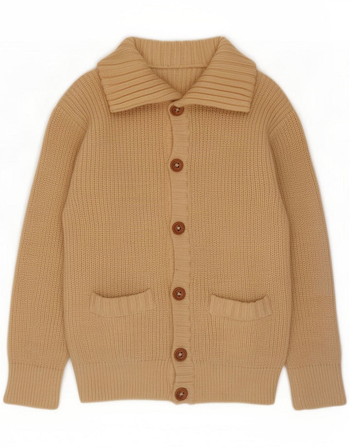 Vintage Mens Cardigan Pulover Medium Beige Wool