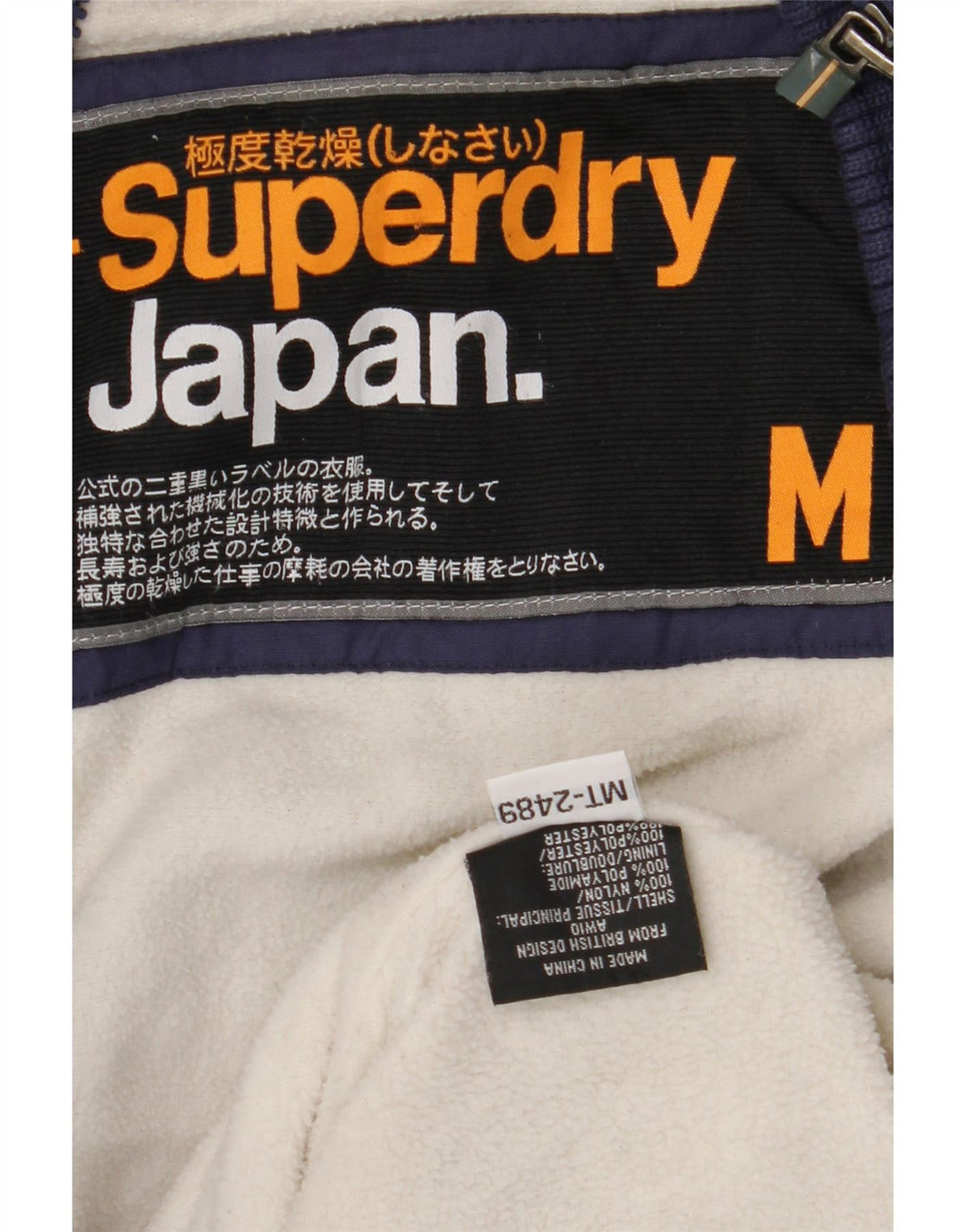 Jachetă de vânt cu glugă pentru femei SUPERDRY UK 14 Mediu Nailon bleumarin