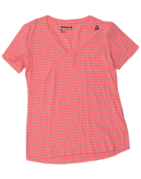 Tricou pentru femei Reebok Top UK 12 Medium Pink Striped Poliester
