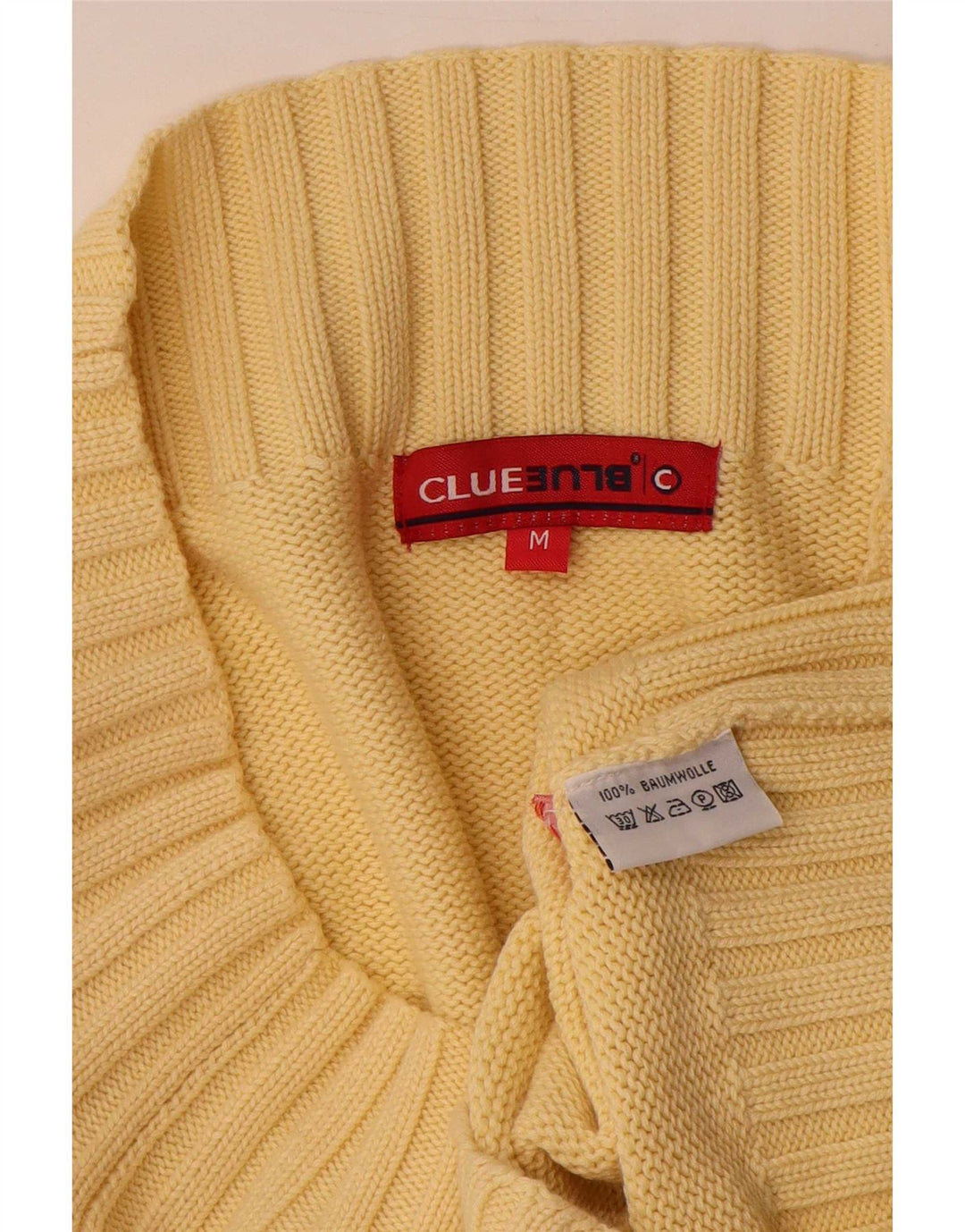 Pulover vintage pentru femei cu umeri scoși din bumbac galben mediu UK 12