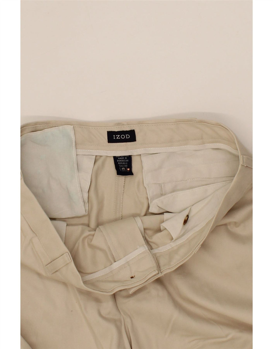 IZOD Mens Straight Chino Trousers W34 L29 Beige Vintage Izod and Second-Hand Izod from Messina Hembry 