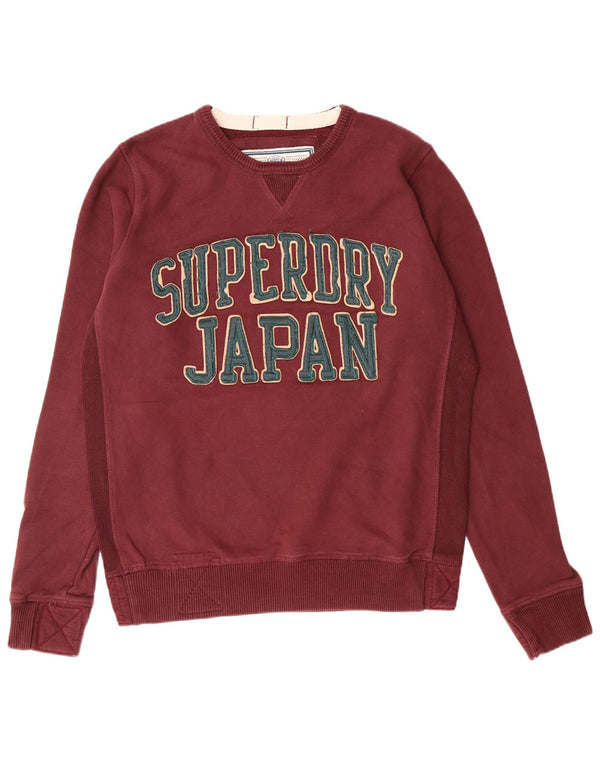 Hanorac grafic pentru bărbați Superdry Pulover mare din bumbac burgundy