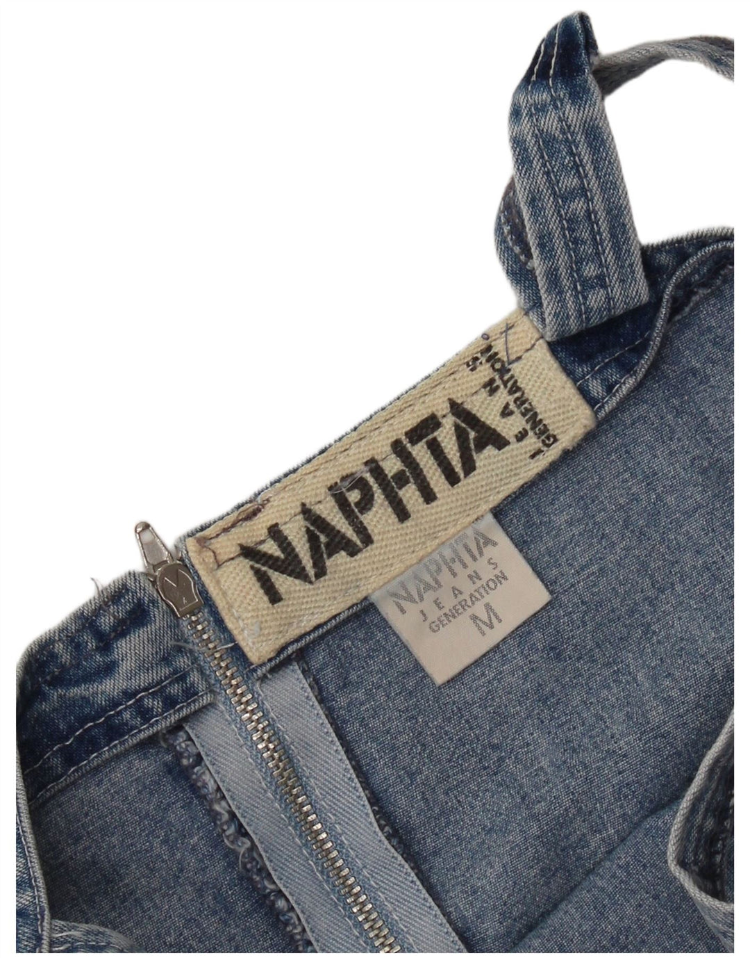 Mini rochie din denim vintage pentru femei, fără mâneci, UK 12, bumbac albastru mediu