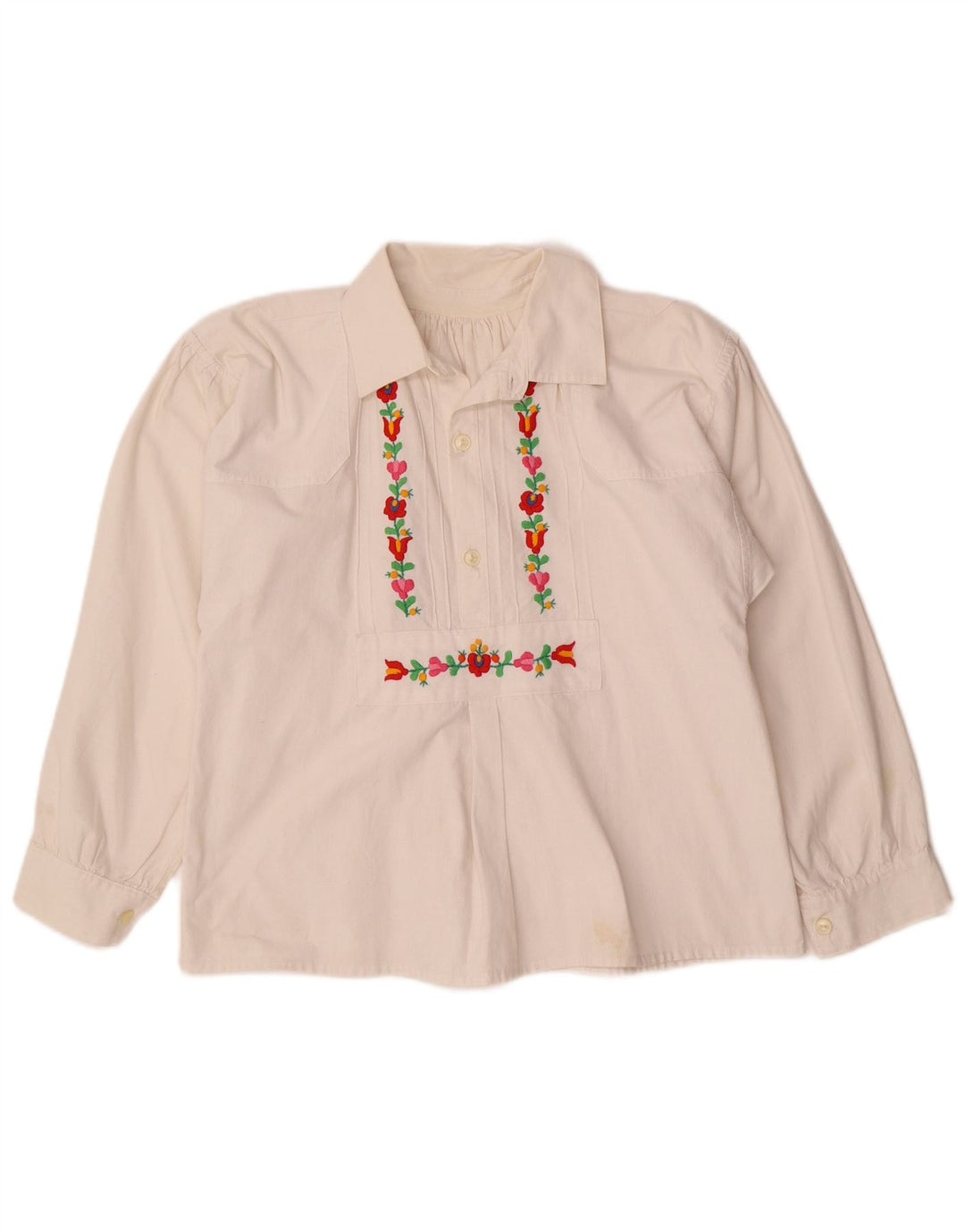 Bluză cămașă pentru femei VINTAGE UK 12 Medium White Floral