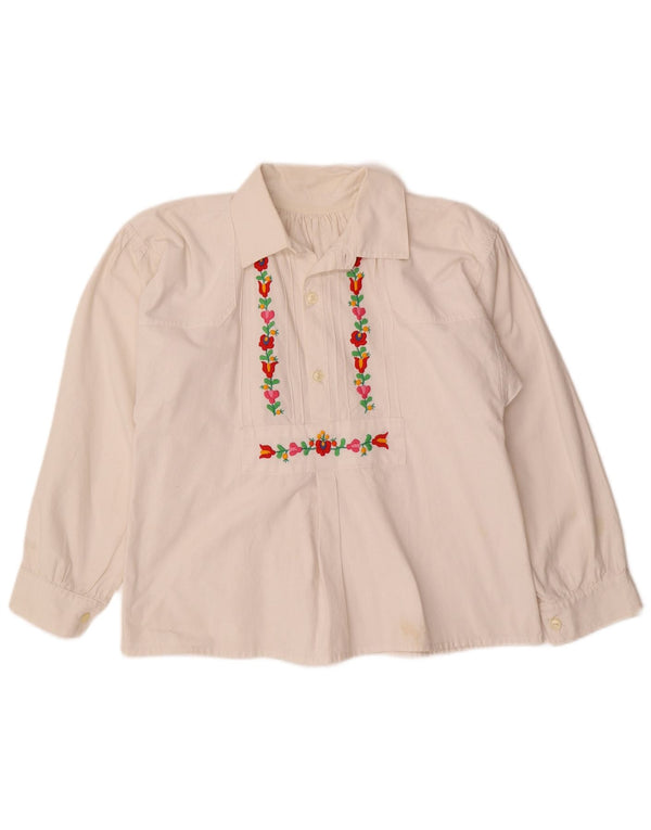 Bluză cămașă pentru femei VINTAGE UK 12 Medium White Floral