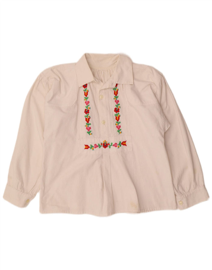 Bluză cămașă pentru femei VINTAGE UK 12 Medium White Floral