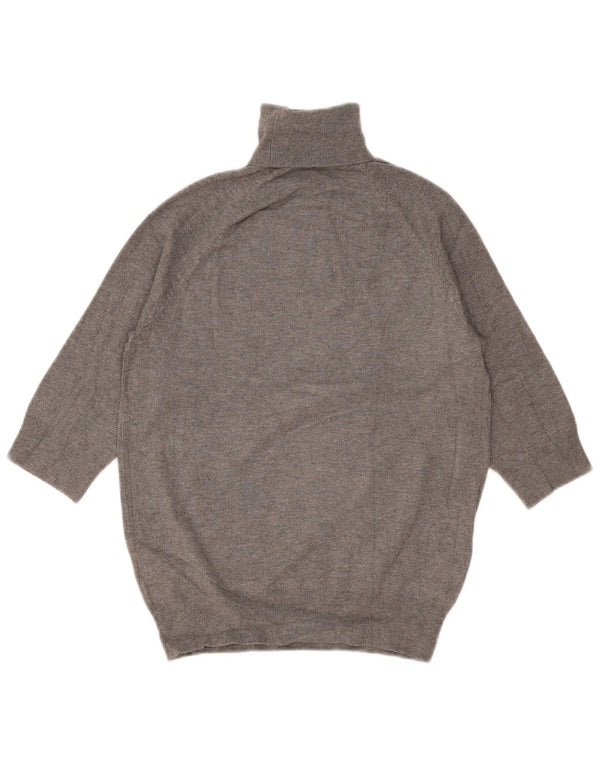 Pulover pentru femeie Zara cu mâneci 3/4 cu gât rulat, UK 12, viscoză, gri mediu