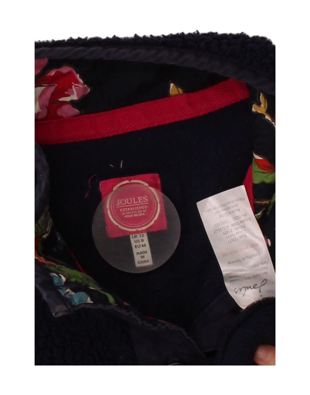 JOULES Womens Button Neck Fleece Jumper UK 12 Medium Navy Blue Polyester Vintage Joules and Second-Hand Joules from Messina Hembry 