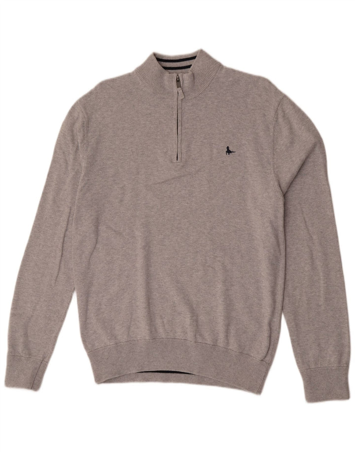 Pulover Jack Wills pentru bărbați, cu fermoar și gât, bumbac mare, gri