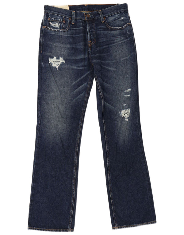 Blugi pentru bărbați Hollister Distressed Bootcut W32 L32 Blue Cotton