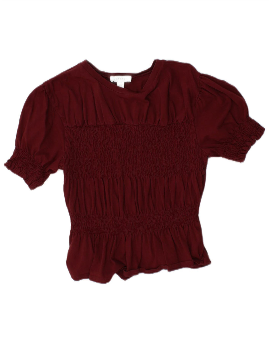 TOPSHOP Bluză Crop pentru Femei Top UK 10 Small Burgundy Bumbac