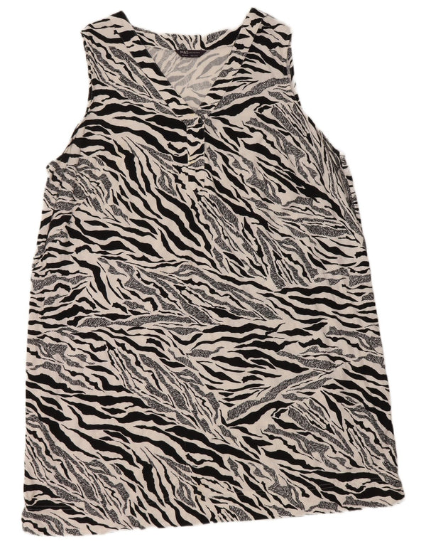 Rochie fără mâneci pentru femei Marks & Spencer UK 22 2XL Alb Animal Print