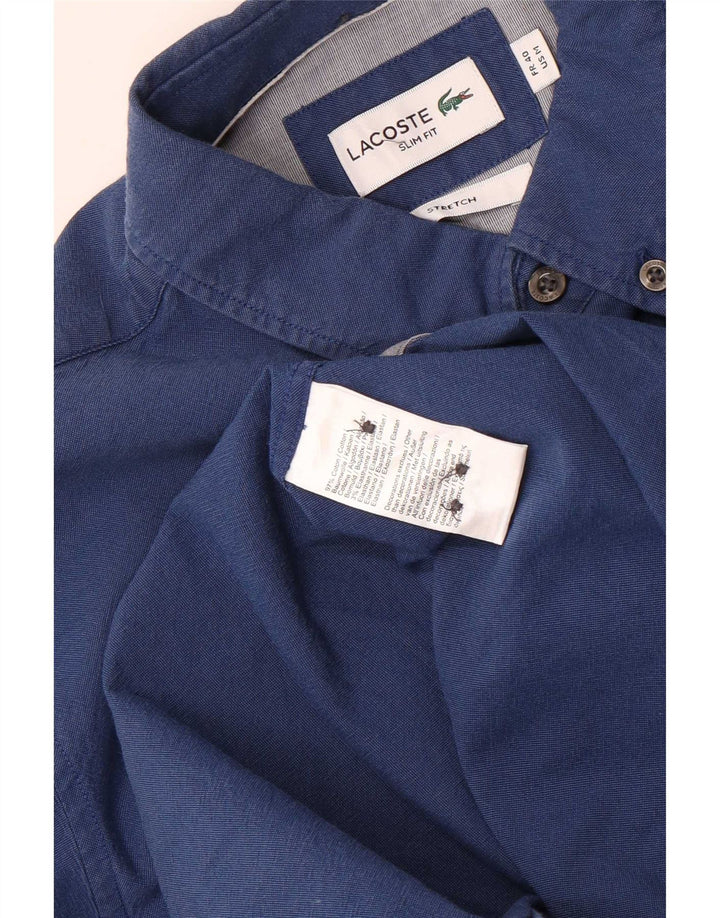 Cămașă pentru bărbați Lacoste Slim Fit Mărimea 40 Bumbac mediu albastru bleumarin