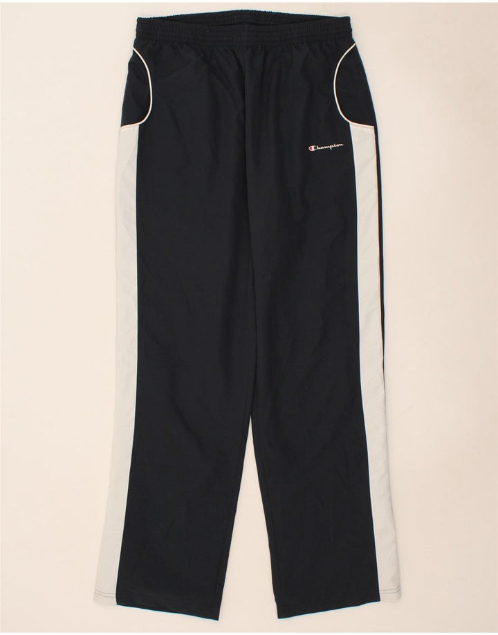 CHAMPION Mens Tracksuit Trousers Large Navy Blue Colourblock Polyester Vintage Champion and Second-Hand Champion from Messina Hembry 