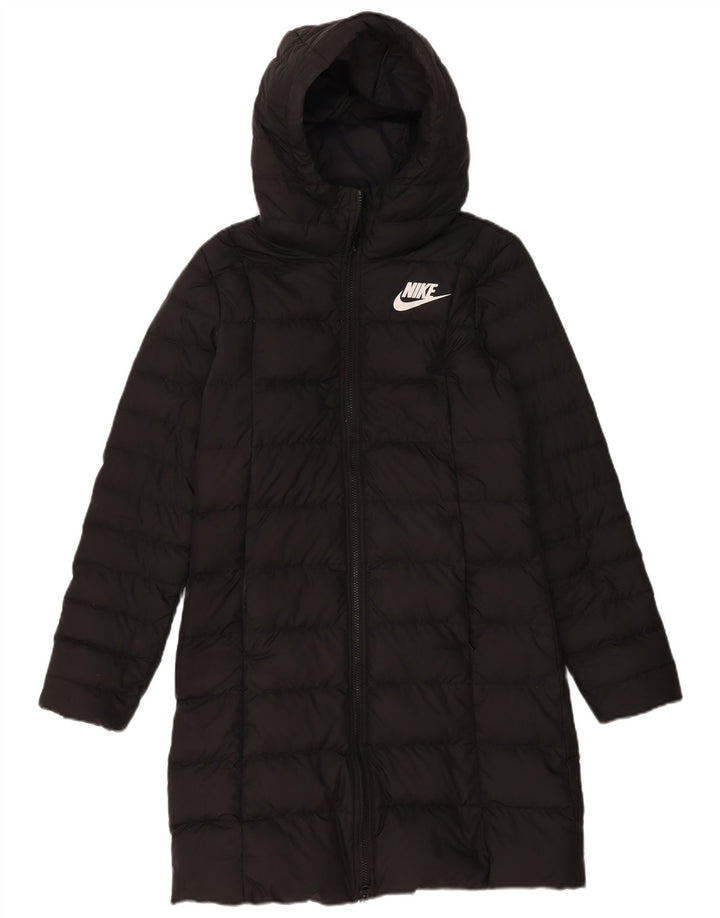 Palton căptușit cu glugă Nike pentru femei UK 10 Poliester negru mic
