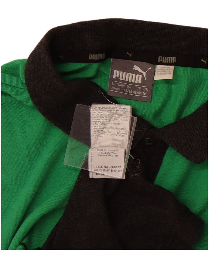 Tricou polo Puma pentru bărbați, bumbac color bloc verde mediu