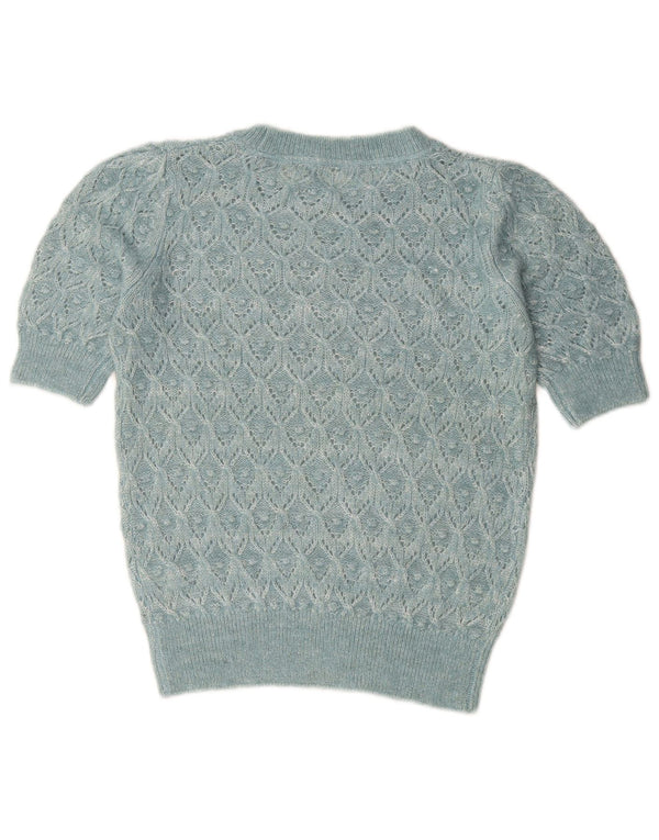 Pulover pentru femei Fat Face cu gât de barcă UK 8 Small Blue Geometric