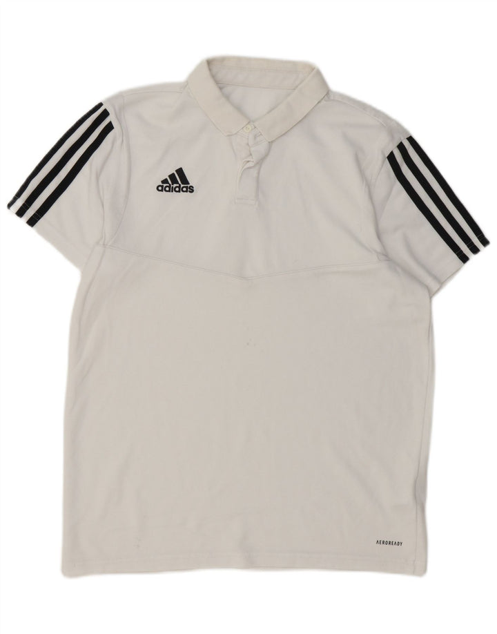 Tricou polo Adidas Aeroready pentru bărbați, bumbac alb mediu