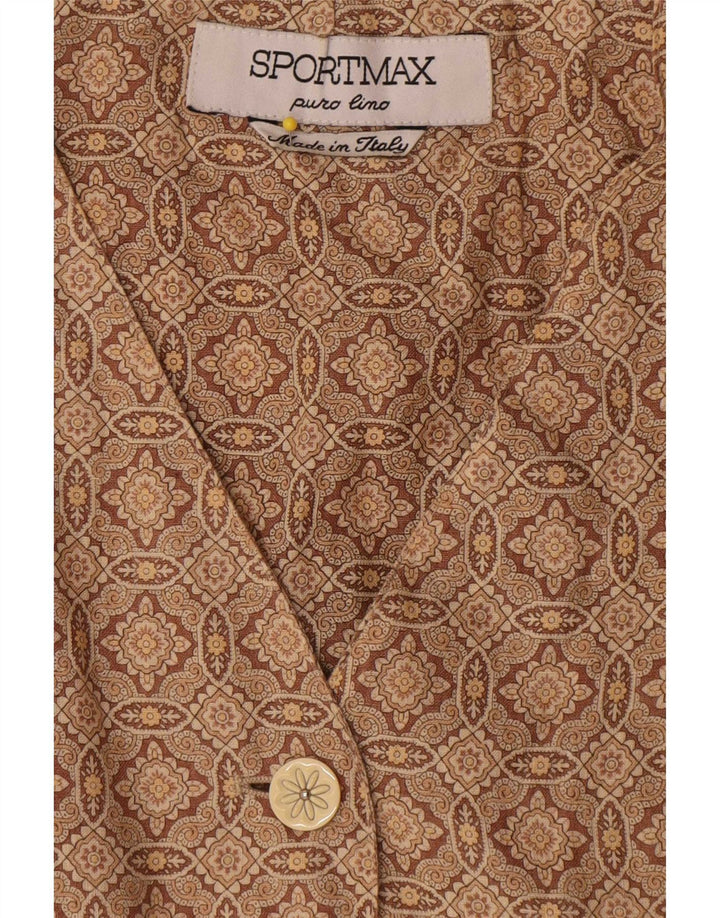 Jachetă blazer fără mâneci pentru femei Sportmax UK 12 maro mediu geometric