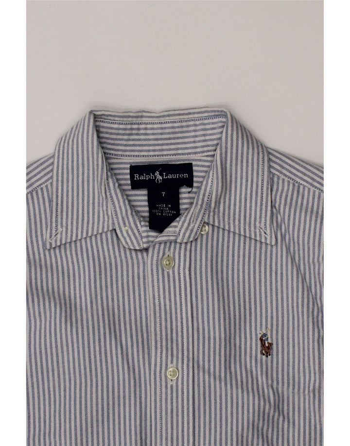 RALPH LAUREN Boys Shirt 6-7 Years Grey Striped Cotton