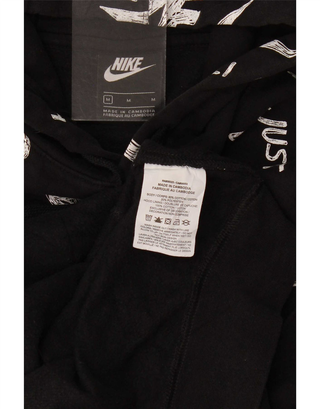 Pulover Nike Grafic pentru bărbați, bumbac mediu negru